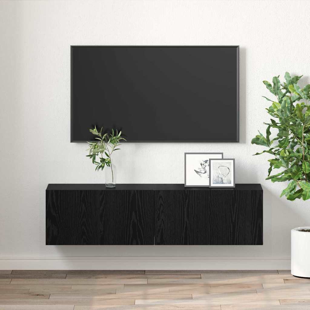 Televizora galdiņu komplekts 2 gab. Melns 60 x 30 x 30 cm