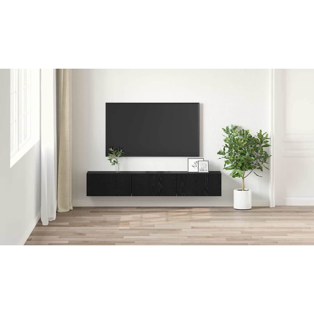 TV spintelių komplektas 3 pcs Juoda 60 x 30 x 30 cm