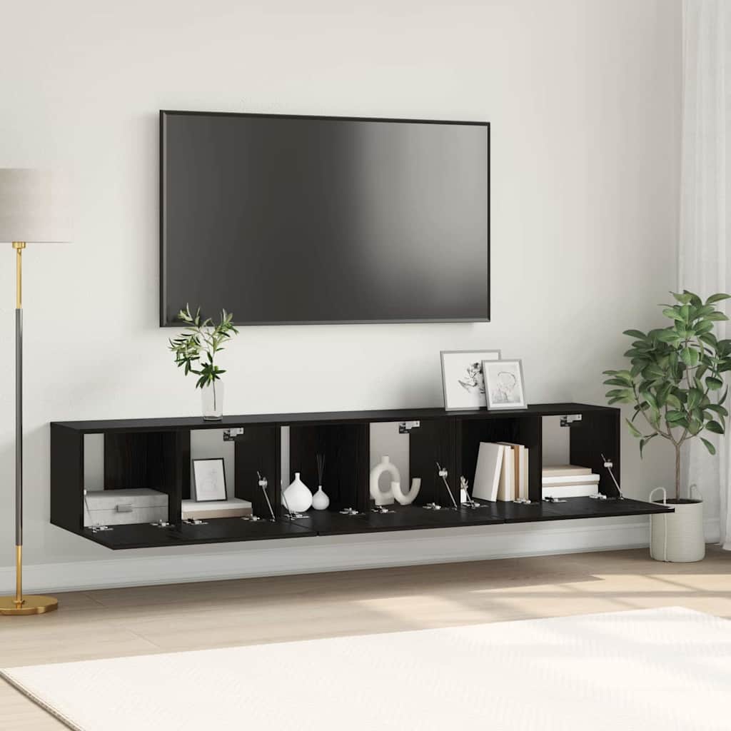 TV spintelių komplektas 3 pcs Juoda 60 x 30 x 30 cm