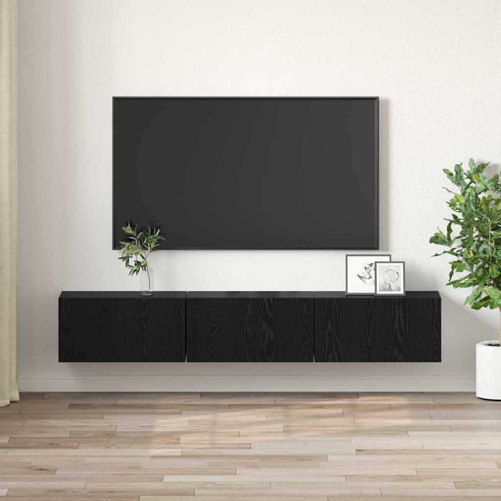 TV spintelių komplektas 3 pcs Juoda 60 x 30 x 30 cm