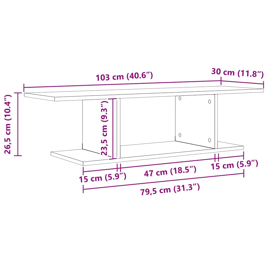 TV spintelių komplektas Juoda 103 x 30 x 26,5 cm