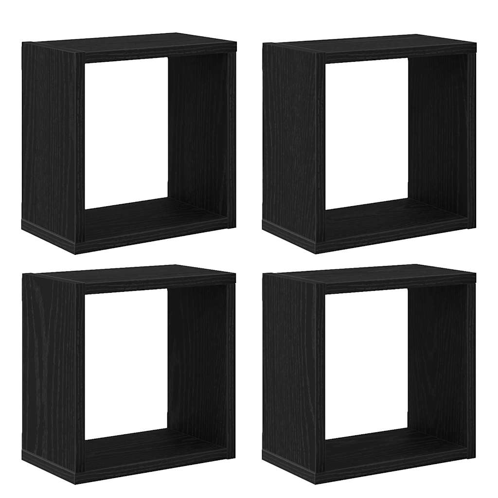 Sieninės lentynos 4 pcs Juodas ąžuolas 26 x 15 x 26 cm