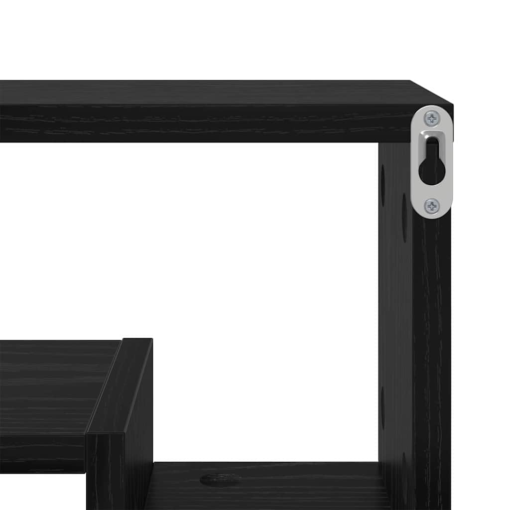 Wall shelf black oak 82 x 15 x 51 cm Engineered wood