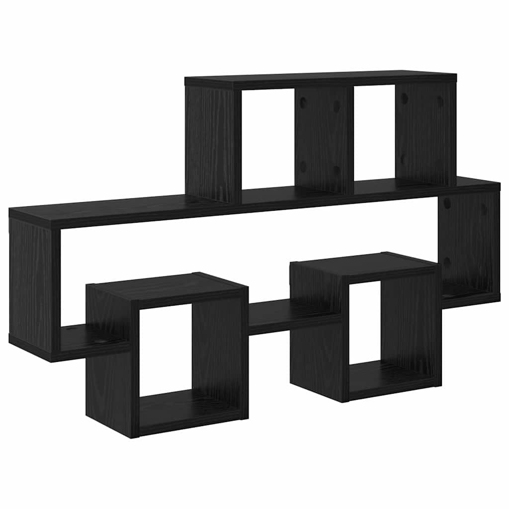 Wall shelf black oak 82 x 15 x 51 cm Engineered wood