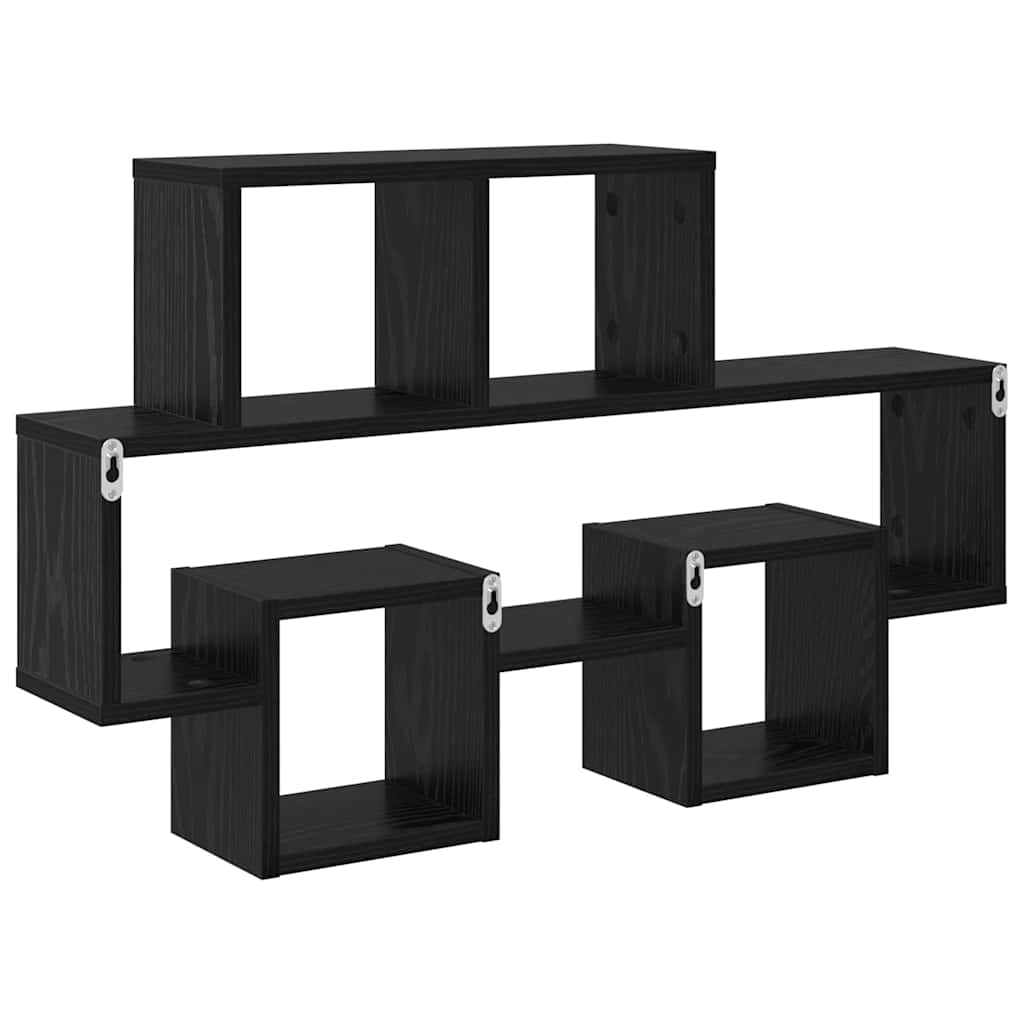 Wall shelf black oak 82 x 15 x 51 cm Engineered wood