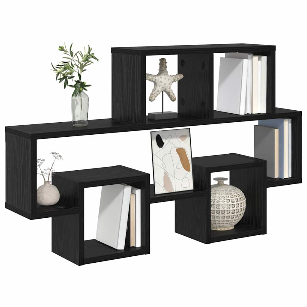 Wall shelf black oak 82 x 15 x 51 cm Engineered wood