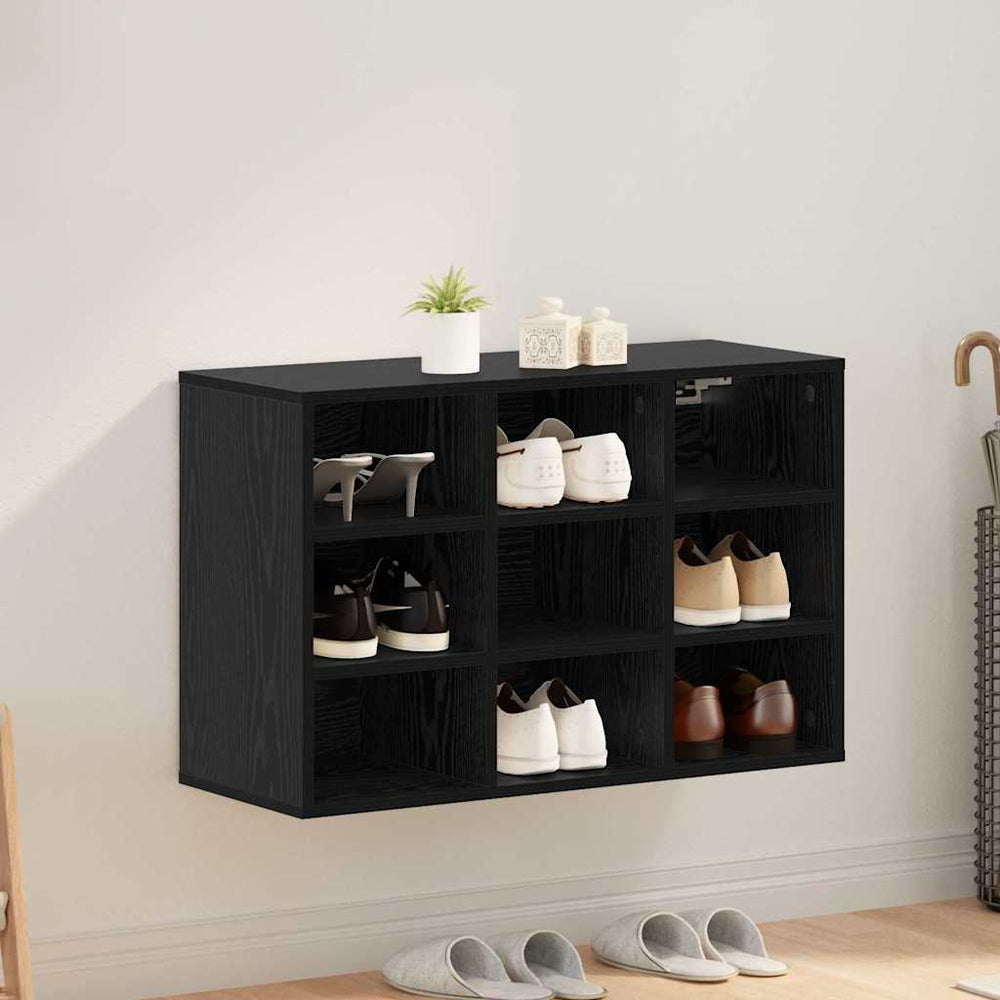 Shoe Cabinet Black Oak 77.5 x 30 x 51 cm Engineered Wood