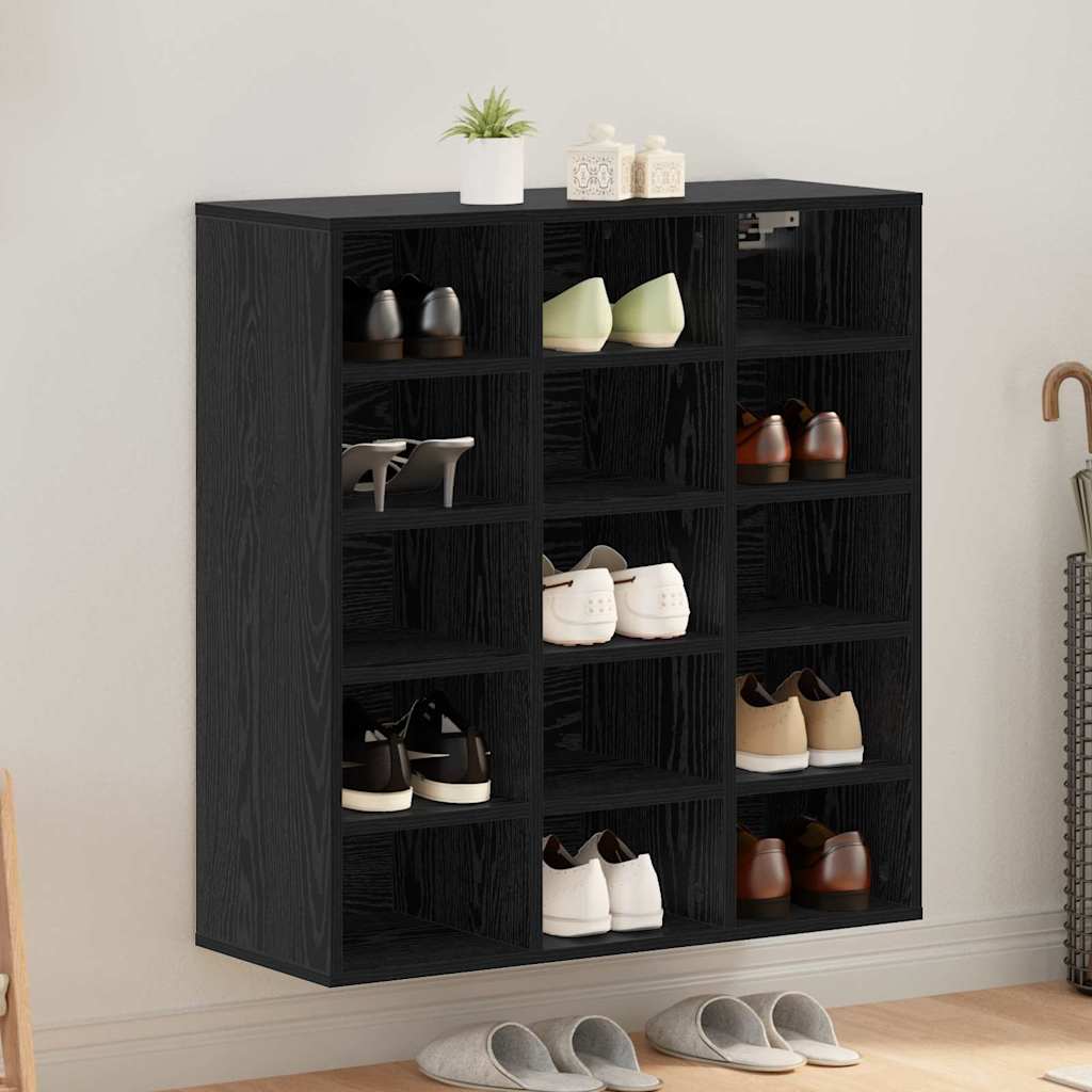 Shoe Cabinet with Shelf Black Oak 77.5 x 30 x 83.5 cm