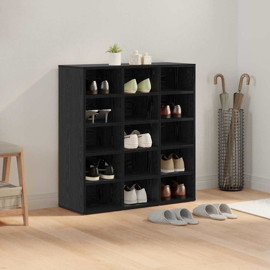 Shoe Cabinet with Shelf Black Oak 77.5 x 30 x 83.5 cm