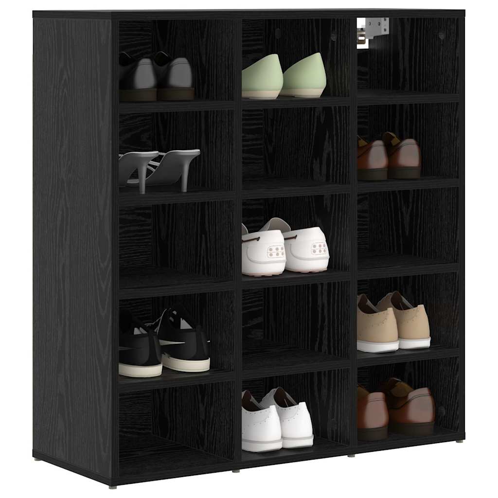 Shoe Cabinet with Shelf Black Oak 77.5 x 30 x 83.5 cm