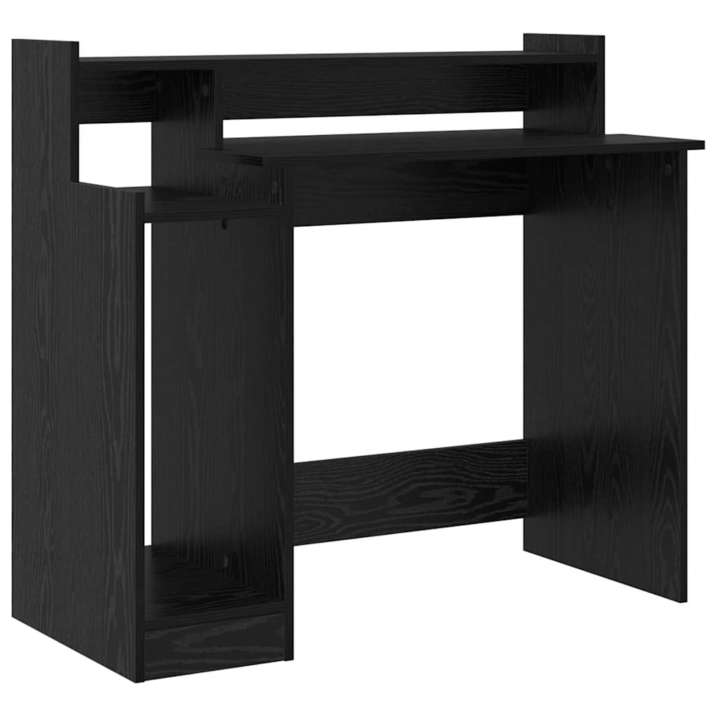 Stalas su lentyna juoda ąžuolo 97 x 45 x 90 cm Apdirbta mediena