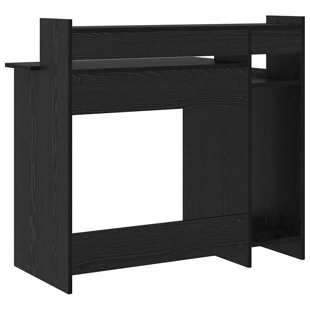 Stalas su lentyna juoda ąžuolo 97 x 45 x 90 cm Apdirbta mediena