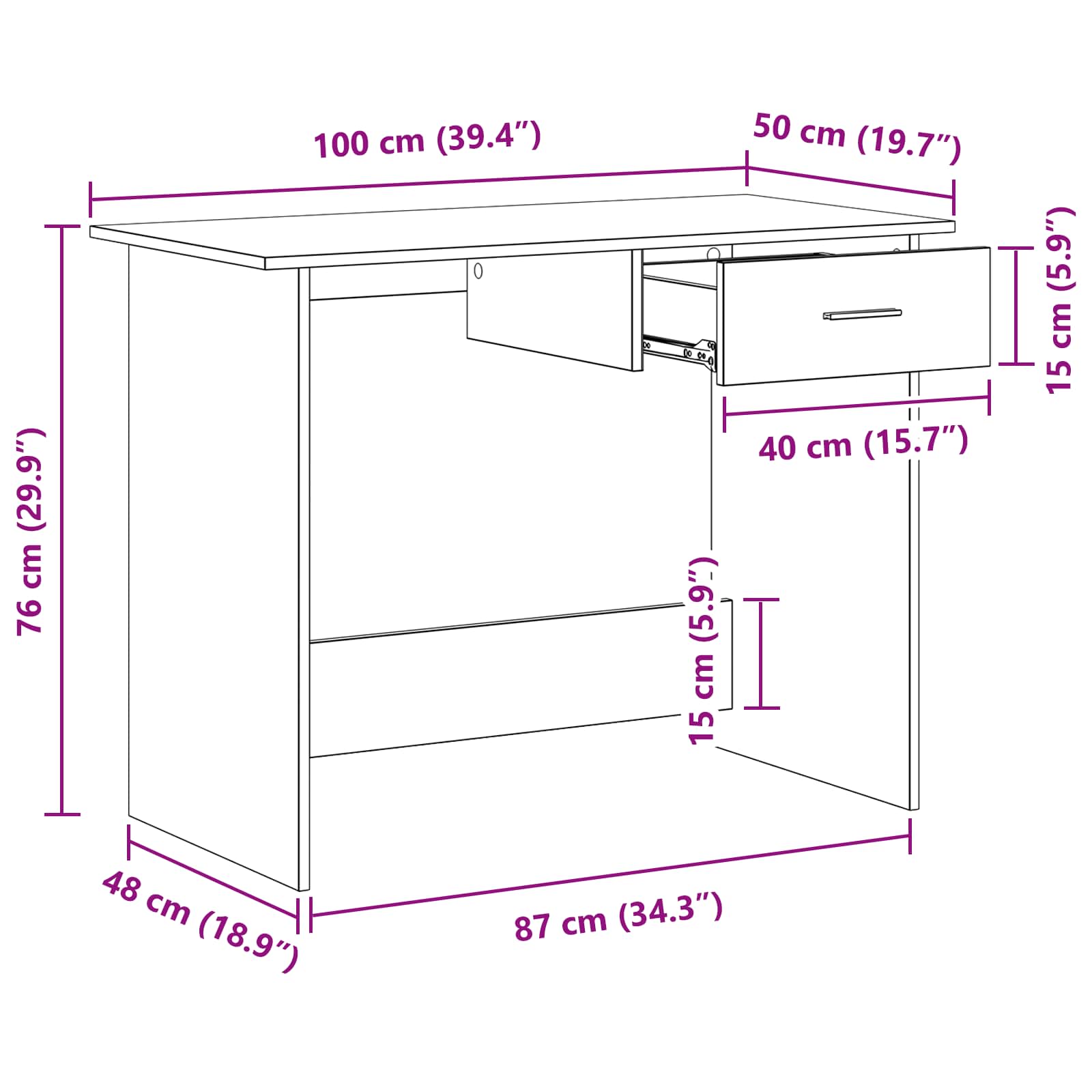 Table Old wood 100 x 50 x 76 cm Treated wood