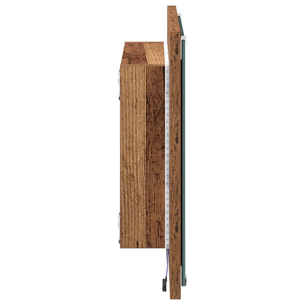 LED vonios veidrodis Senas medis 40x8.5x37 cm Apdirbtas medis
