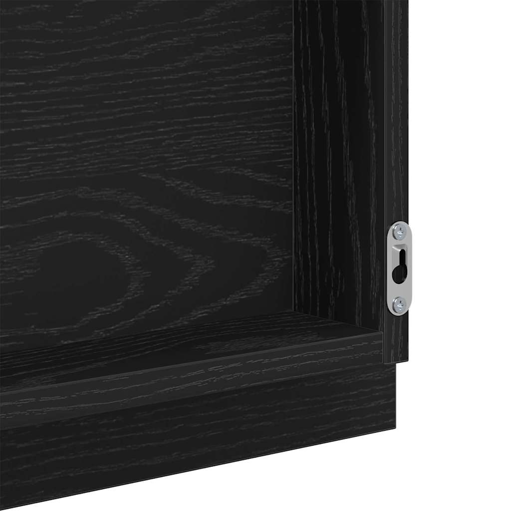 LED vonios veidrodis Juodas ąžuolas 40x8.5x37 cm inžinerinis medis