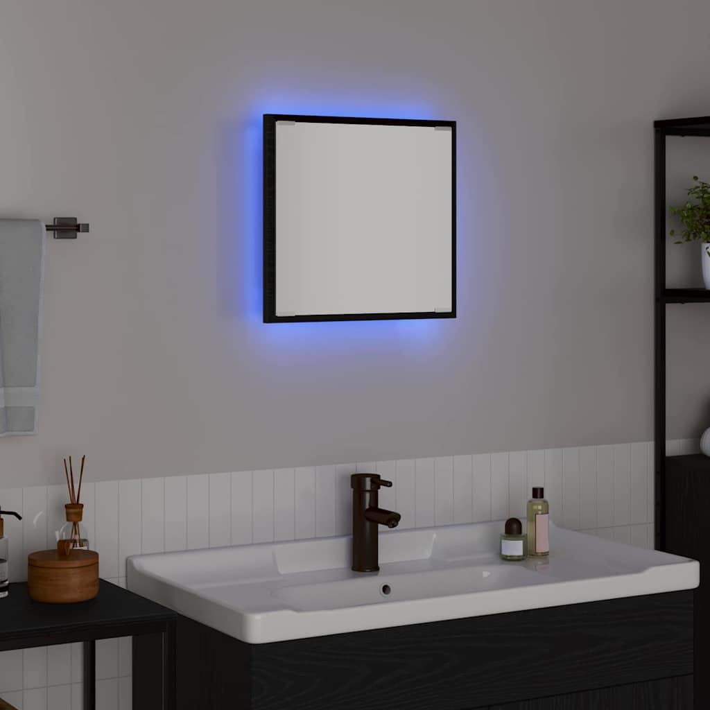 LED vannas istabas spogulis melns ozols 40 x 8,5 x 37 cm