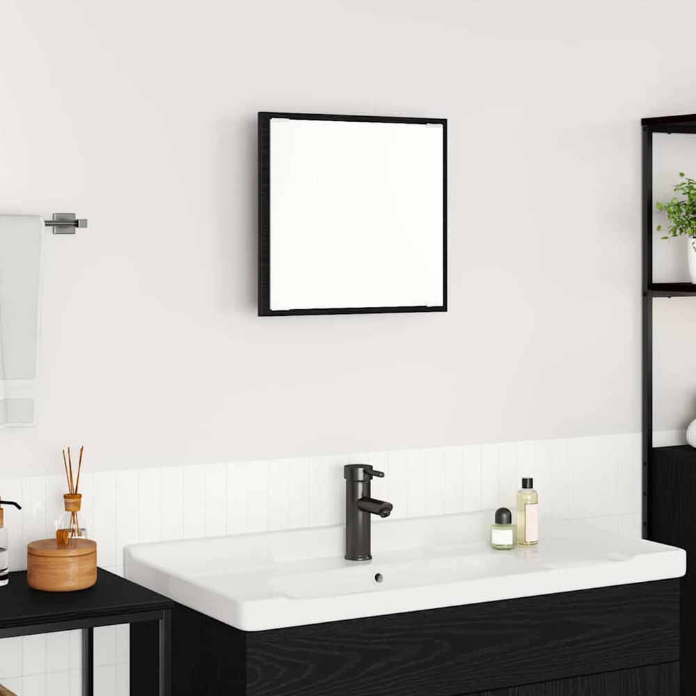 LED vonios veidrodis Juodas ąžuolas 40x8.5x37 cm inžinerinis medis