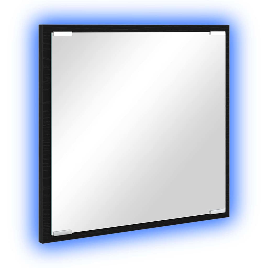 LED vonios veidrodis juoda ąžuolo 40 x 8.5 x 37 cm