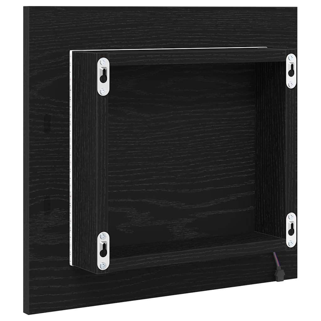LED vonios veidrodis Juodas ąžuolas 40x8.5x37 cm inžinerinis medis