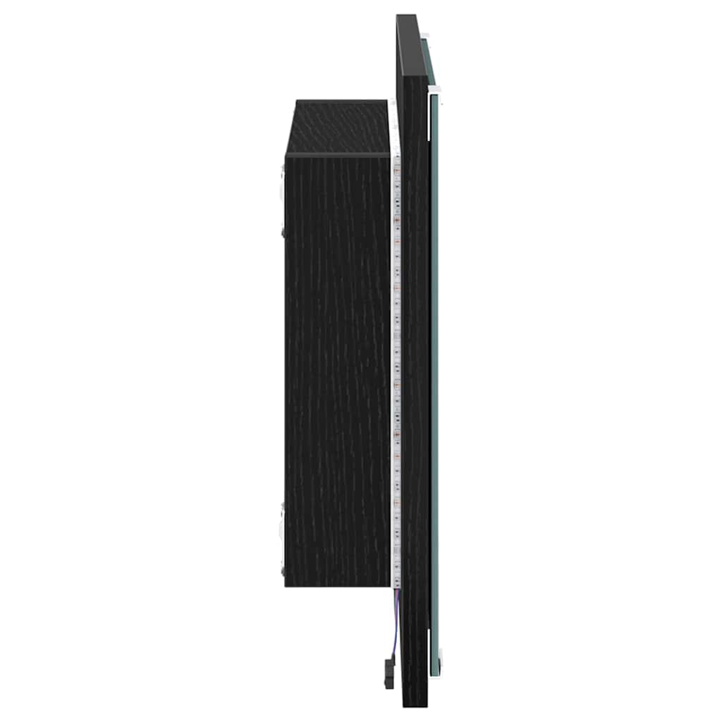 LED vonios veidrodis Juodas ąžuolas 40x8.5x37 cm inžinerinis medis