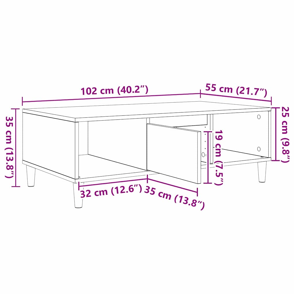 Kavos staliukas Betono pilka 103.5 x 60 x 35 cm