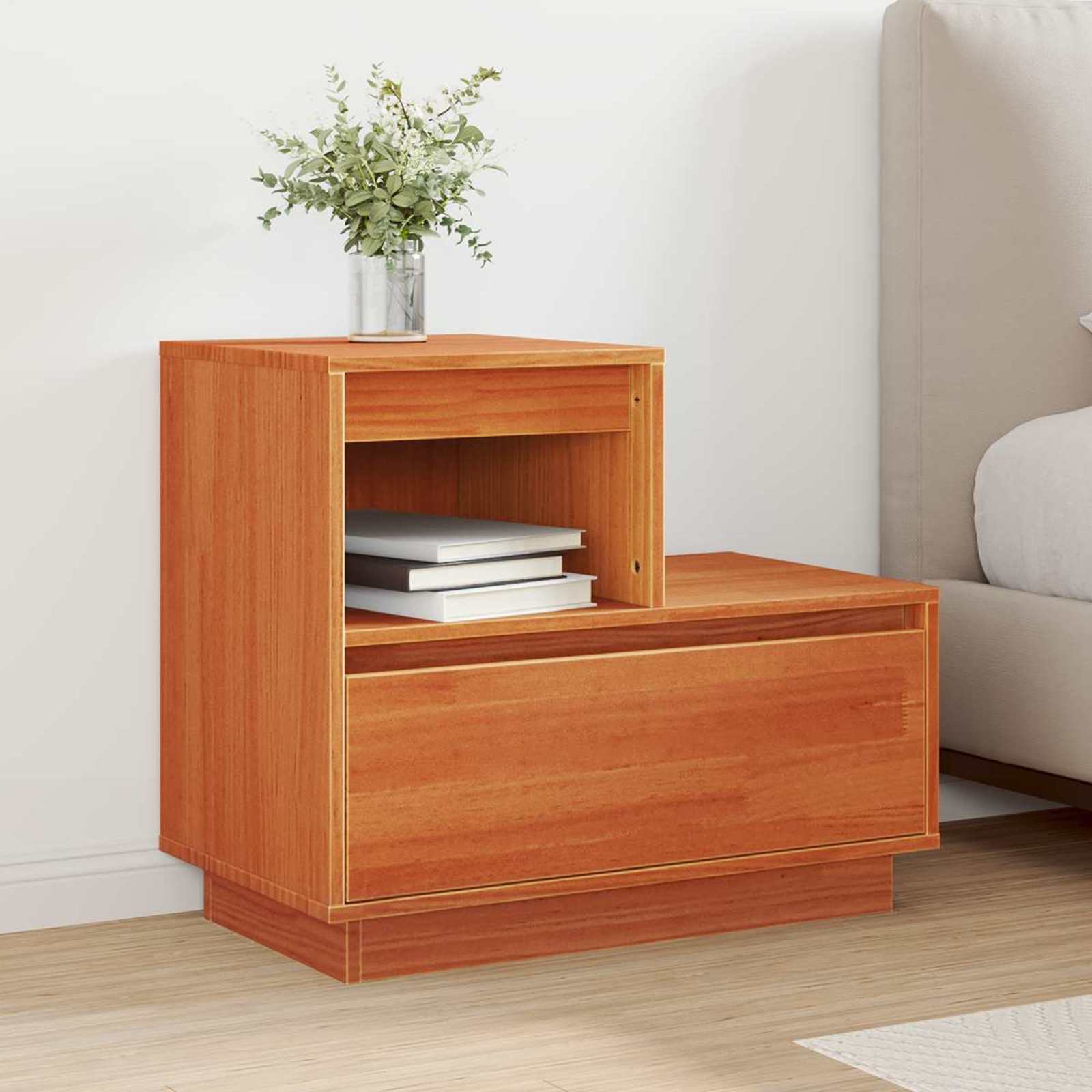 Šalia lovos spintelė 2 pcs Vaško ruda 60 x 34 x 51 cm