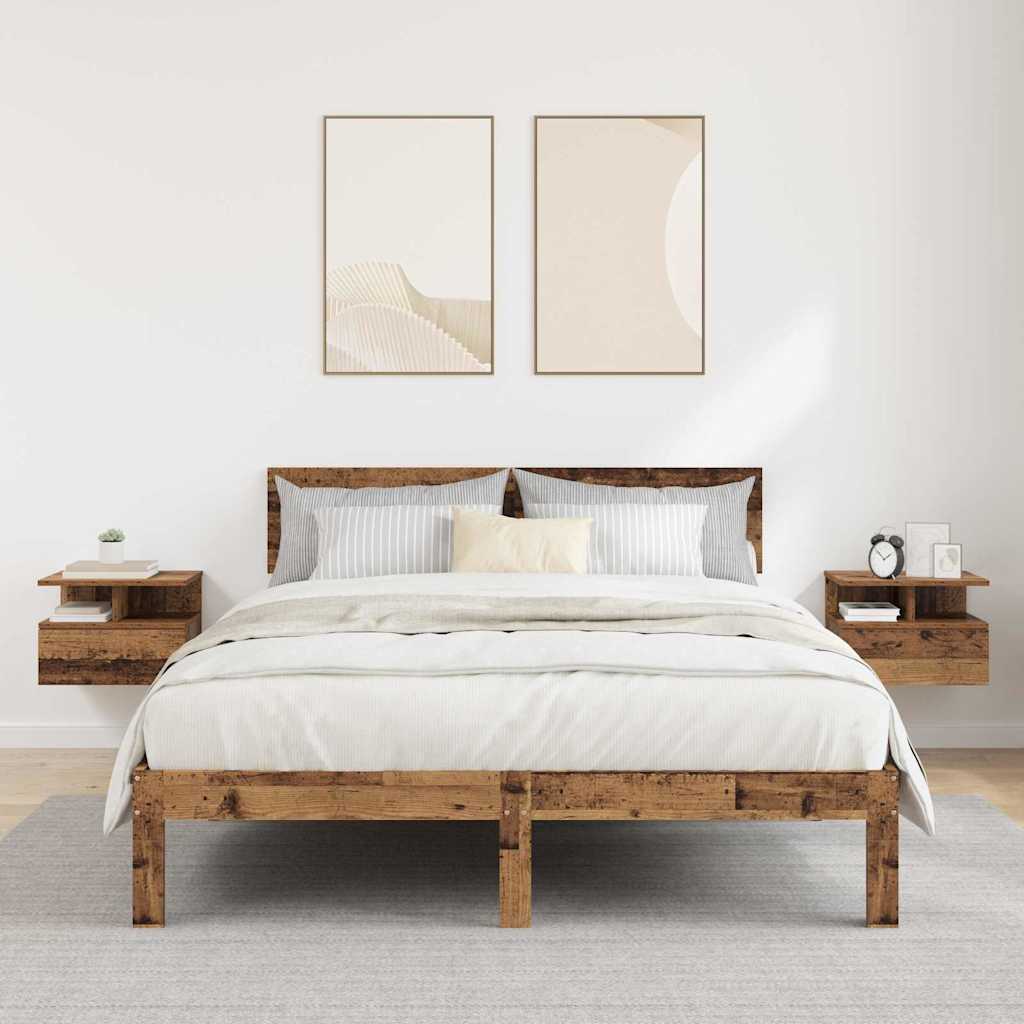 Floating Nightstands with Drawer 2 pcs Old Wood