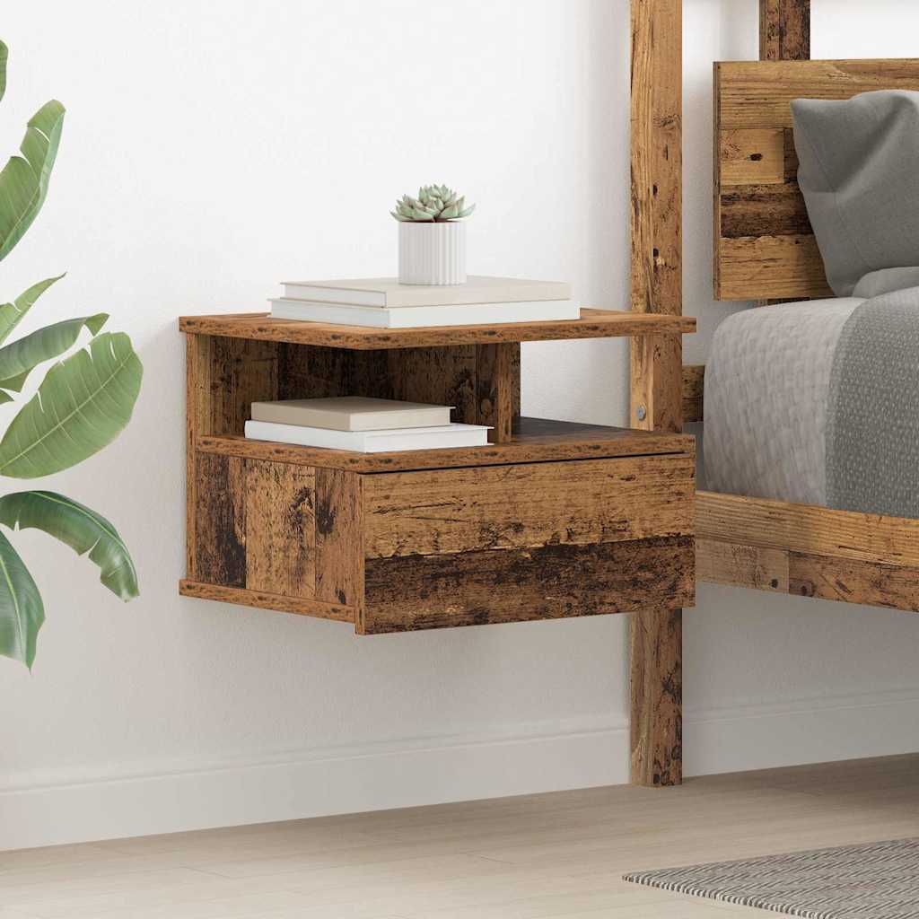 Floating Nightstands with Drawer 2 pcs Old Wood