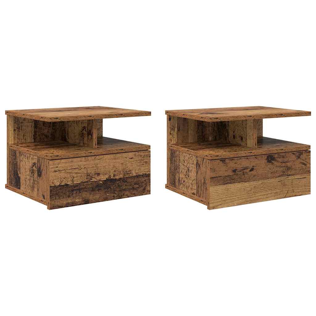 Floating Nightstands with Drawer 2 pcs Old Wood