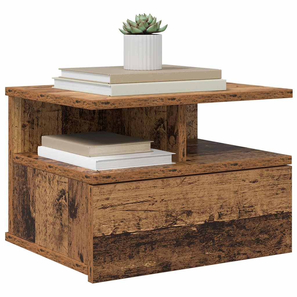 Floating Nightstands with Drawer 2 pcs Old Wood