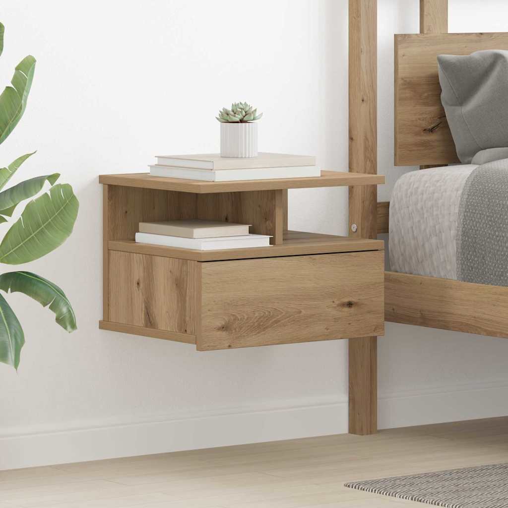 Plaukiojantys naktiniai staliukai 2 pcs Amatininkų ąžuolas