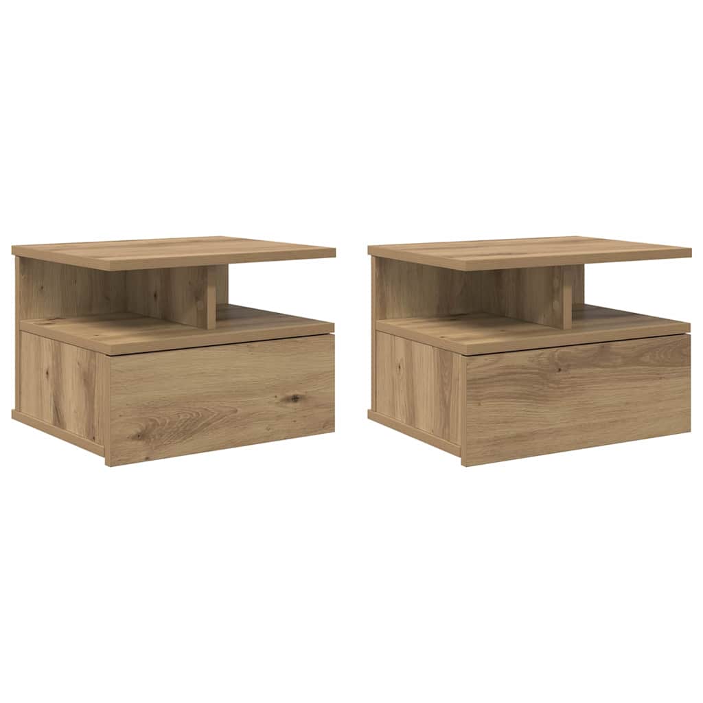 Plaukiojantys naktiniai staliukai 2 pcs Amatininkų ąžuolas