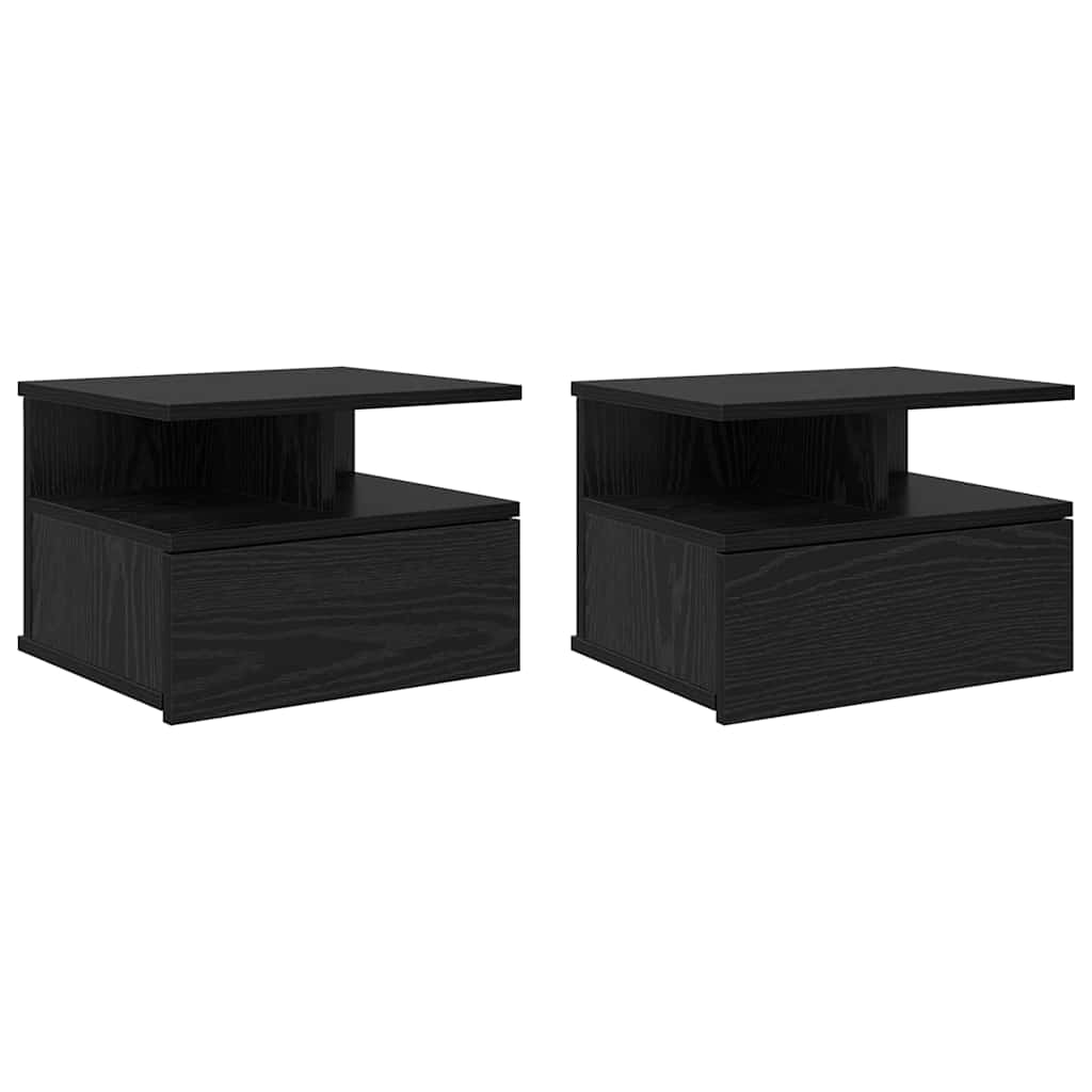 Plaukiojantys naktiniai staliukai 2 pcs Juodas ąžuolas