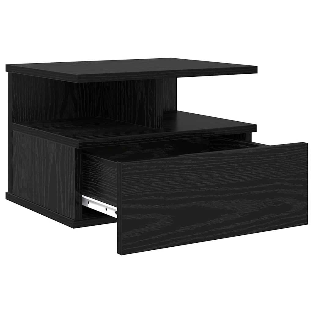 Plaukiojantys naktiniai staliukai 2 pcs Juodas ąžuolas