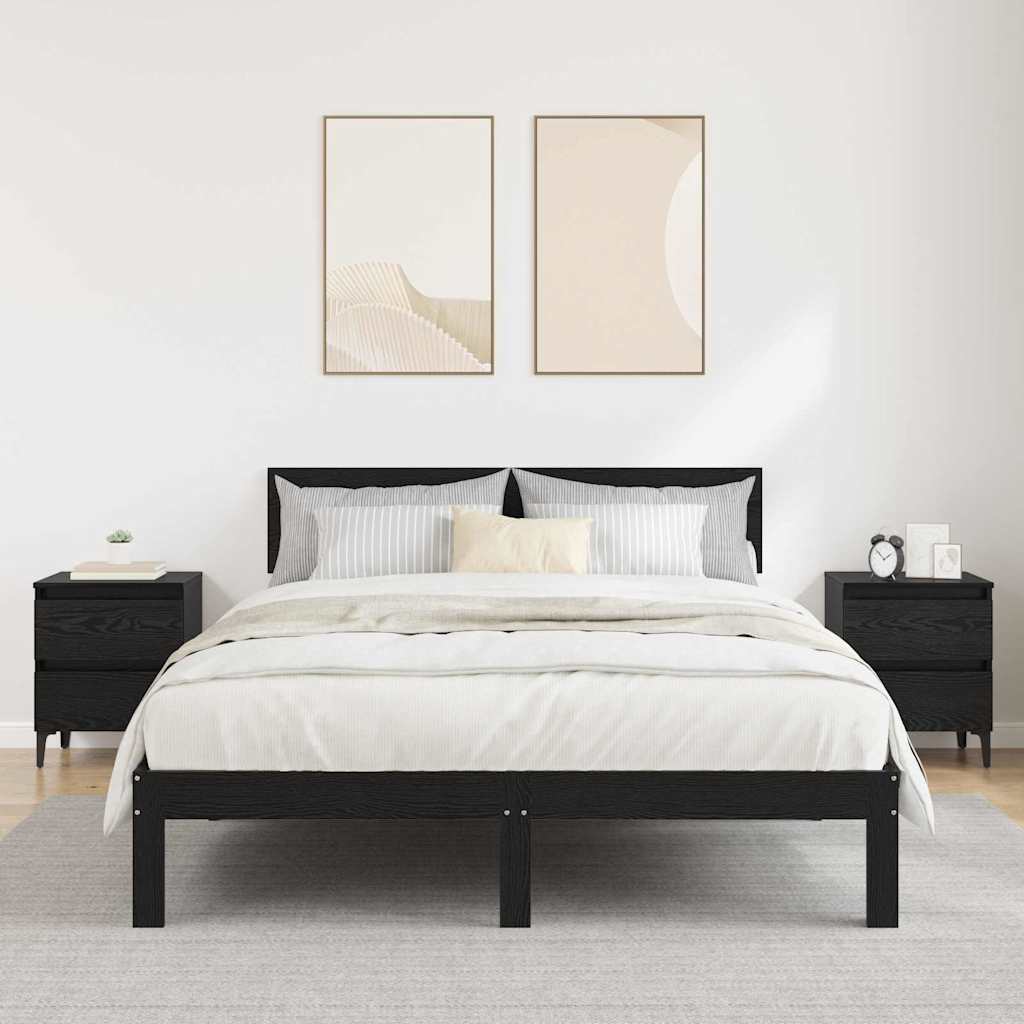 Šalia lovos spintelė 2 pcs juoda ąžuolo 40 x 35 x 50 cm