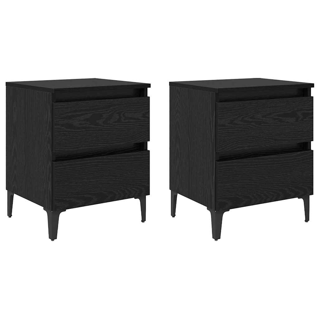 Šalia lovos spintelė 2 pcs juoda ąžuolo 40 x 35 x 50 cm