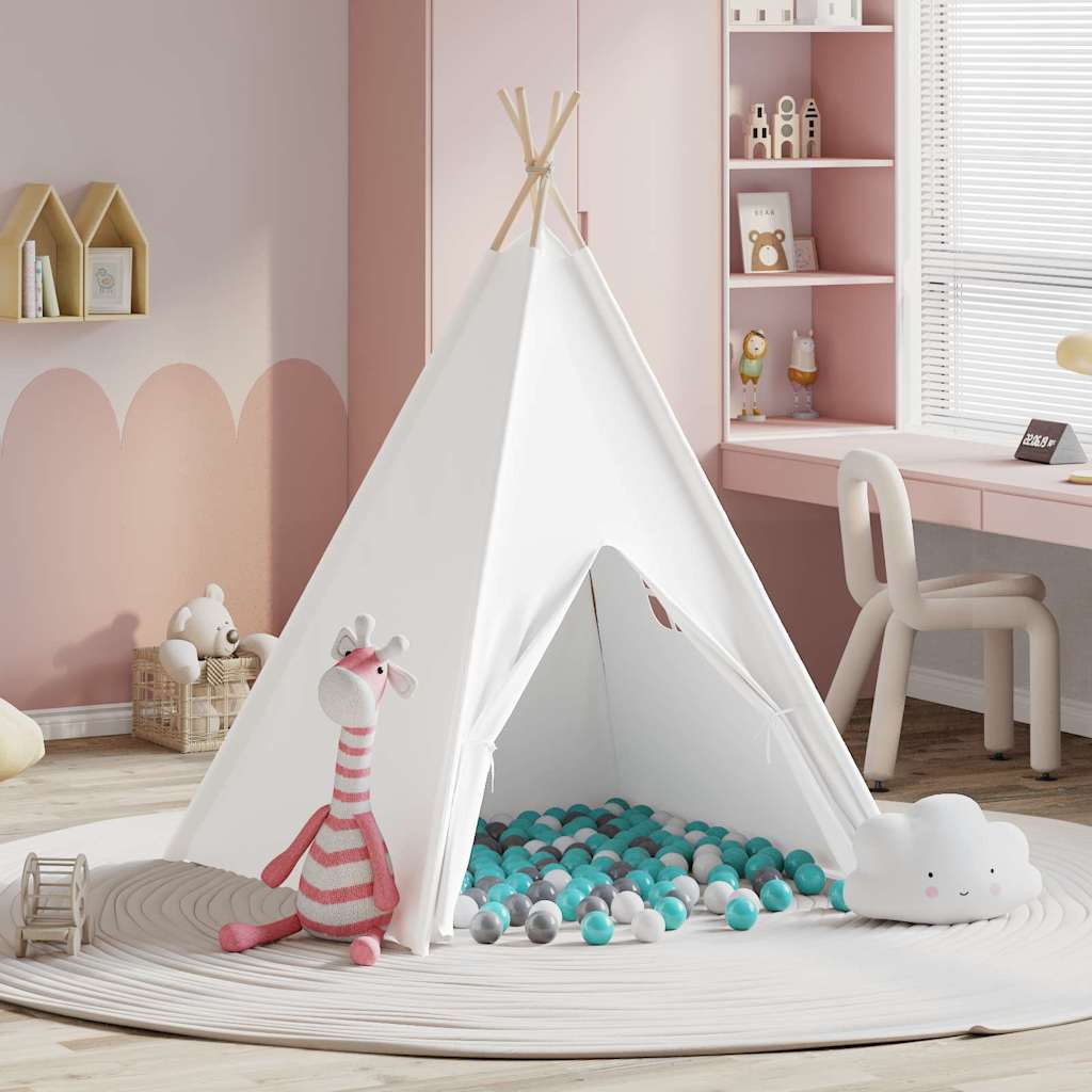 Teepee palapinė Balta 120 x 120 x 150 cm Audinys ir Plastikas