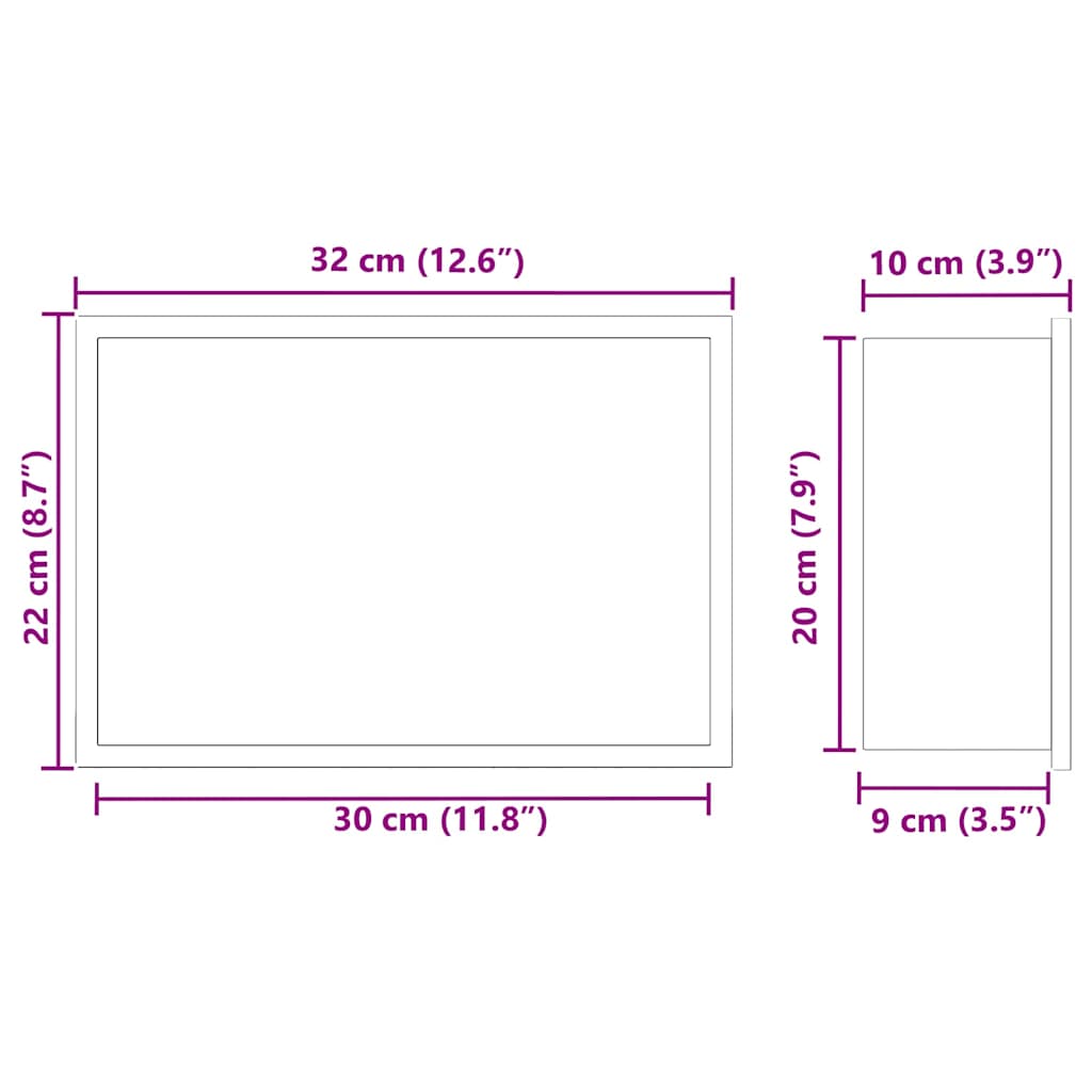 Dušo niša Juoda 30 x 20 x 9,5 cm Nerūdijantis Plienas