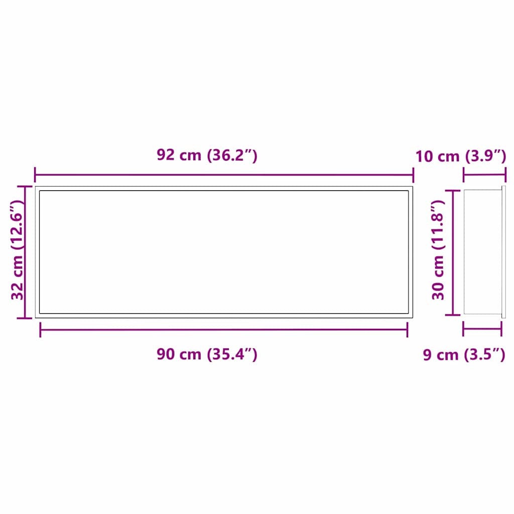 Dušo niša Sidabro 90 x 30 x 9.5 cm Nerūdijantis Plienas