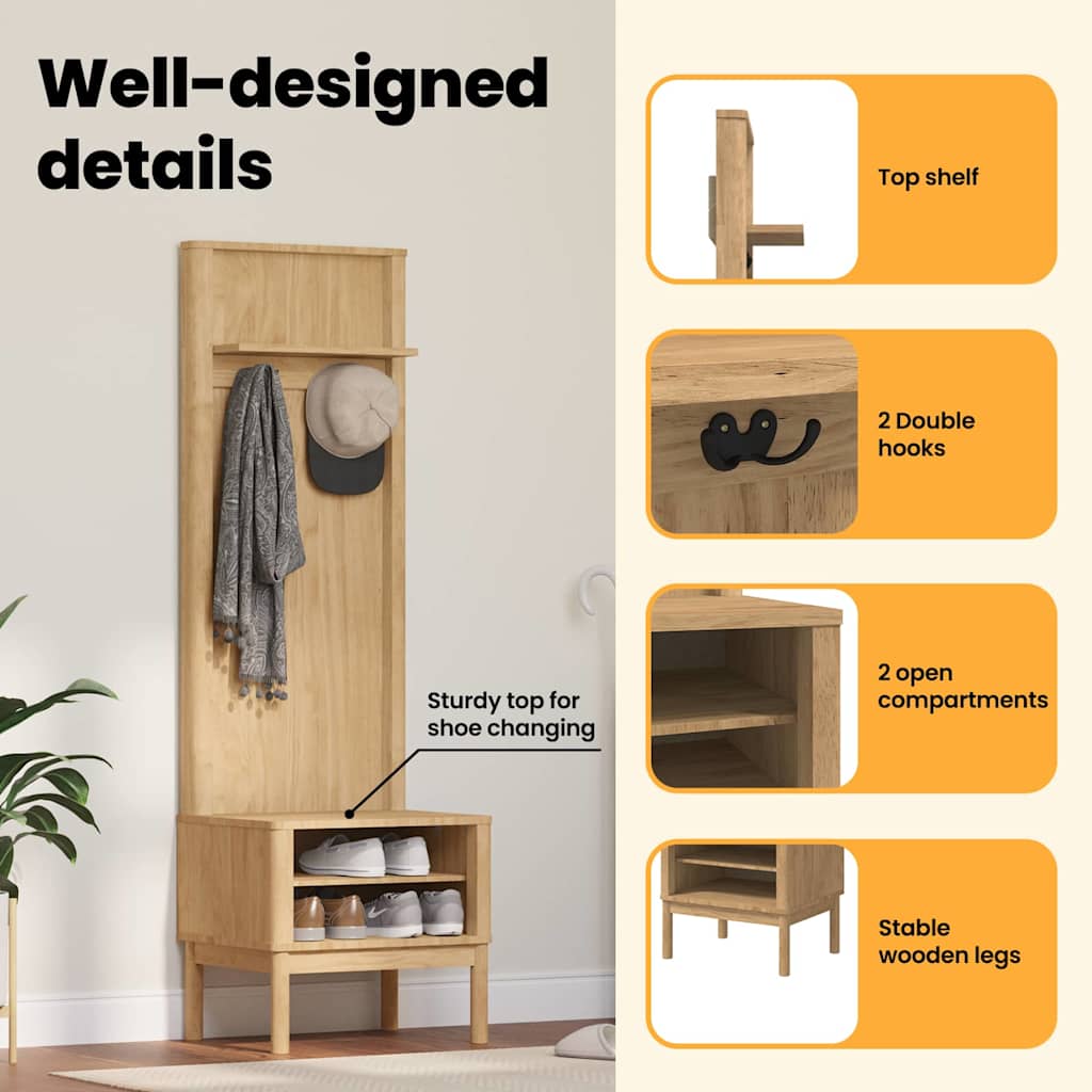 Hallway cabinet FLORO Waxed brown 50 x 40 x 158 cm