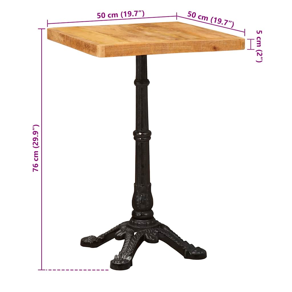 Bistro galds Brūns 50 x 50 x 76 cm masīva mango koks