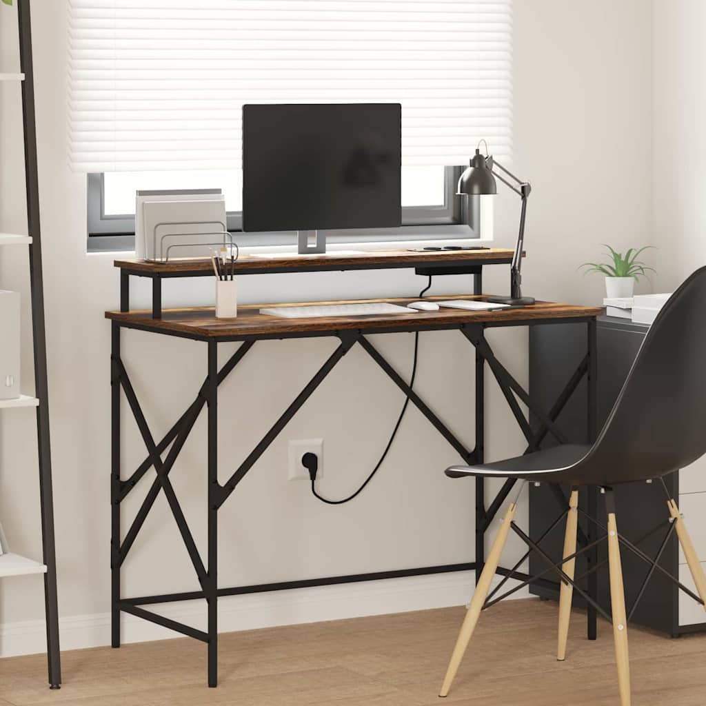 Smoked Oak Table 100 x 50 x 86.5 cm Engineered Wood