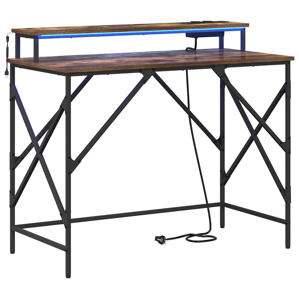 Smoked Oak Table 100 x 50 x 86.5 cm Engineered Wood