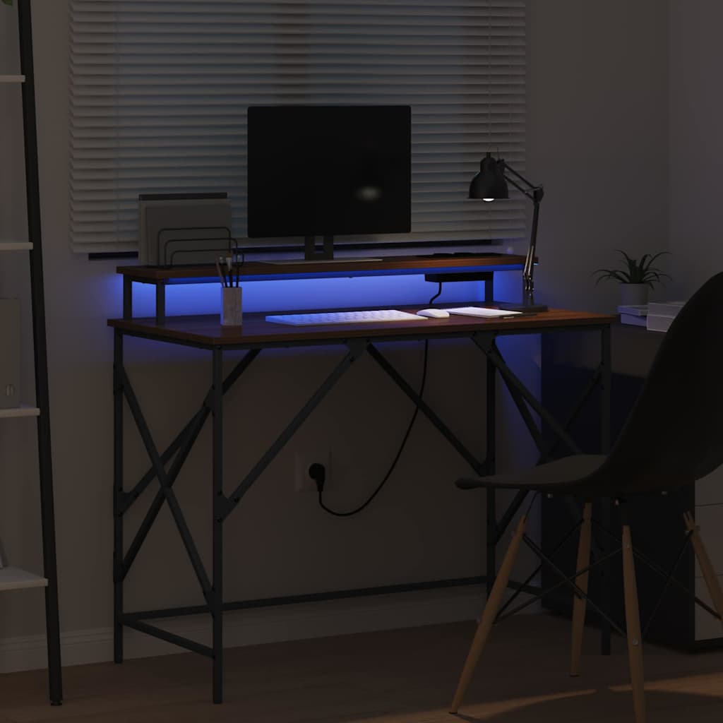 Brown Oak Table 100 x 50 x 86.5 cm Engineered Wood