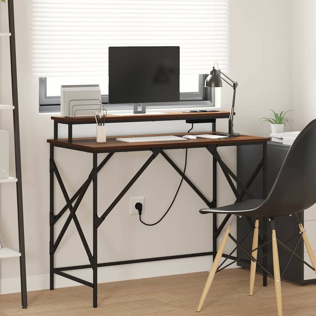 Brown Oak Table 100 x 50 x 86.5 cm Engineered Wood