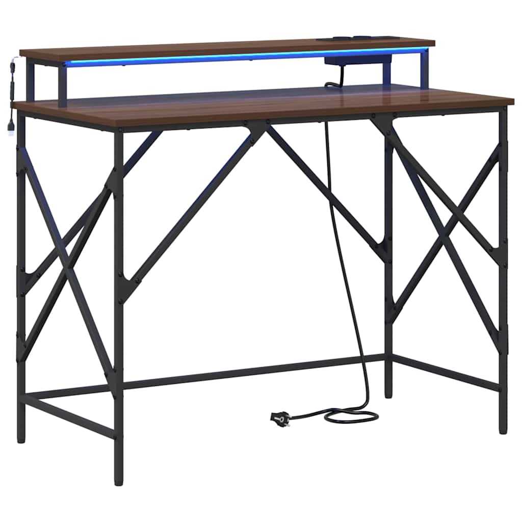 Brown Oak Table 100 x 50 x 86.5 cm Engineered Wood