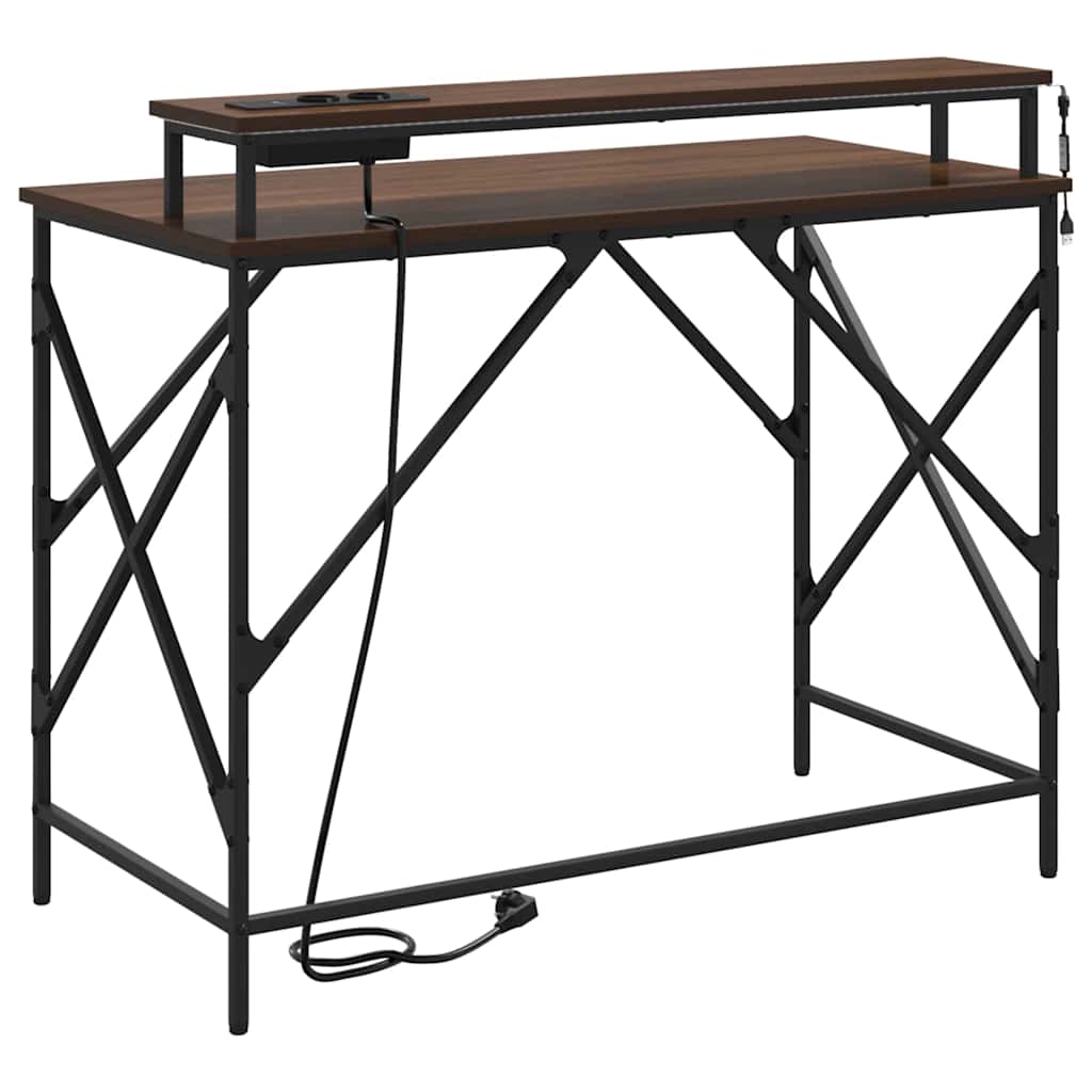 Brown Oak Table 100 x 50 x 86.5 cm Engineered Wood