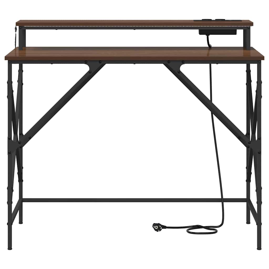 Brown Oak Table 100 x 50 x 86.5 cm Engineered Wood
