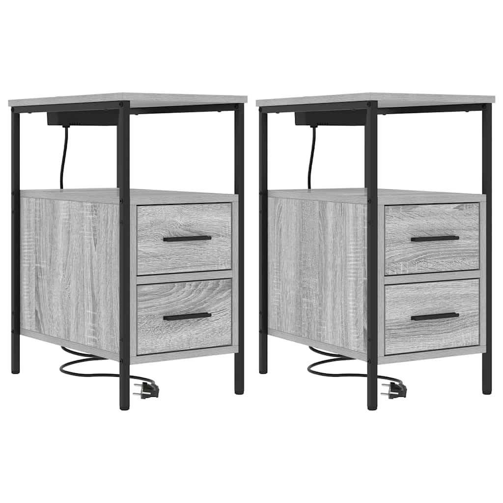 Naktinis staliukas 2 pcs Pilka sonoma ąžuolo 30 x 48 x 61 cm