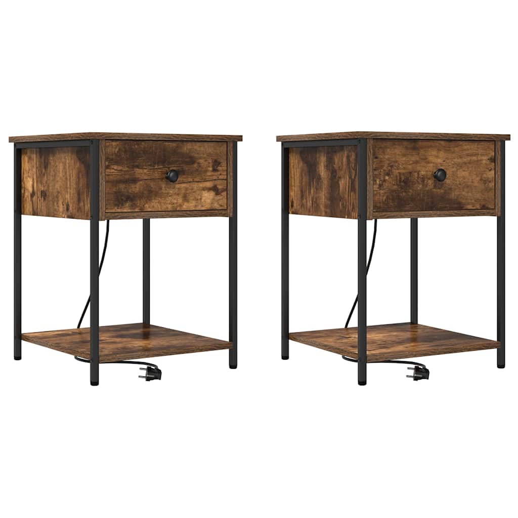 Bedside cabinet 2 pcs Smoked oak 42 x 41 x 56 cm